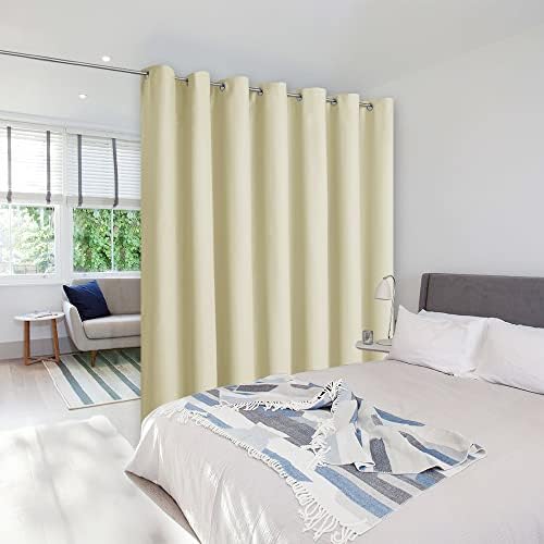 NICETOWN Ceiling Curtains, Room Divider Curtain Screen Partition, Vertical Blind for Sling Door, Blackout Window Curtain, Privacy Blind for Patio (Beige, Single Panel, 12.5ft Wide x 9ft Long) by NICETOWN