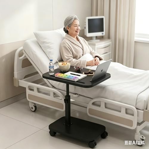 C Table End Table Adjustable Height, 360°Swivel TV Tray Table Couch Tables C Shaped Side Tables Living Room and Bedroom for Sofa, Bed,Chair (Black) - Image 2