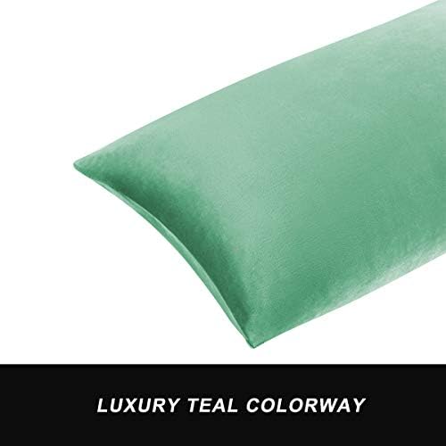 GIGIZAZA Mint Turquoise Velvet Decorative Throw Pillow Covers 12x20 for Sofa Bed 2 Pack Soft Lumbar Cushion Cover - Image 5