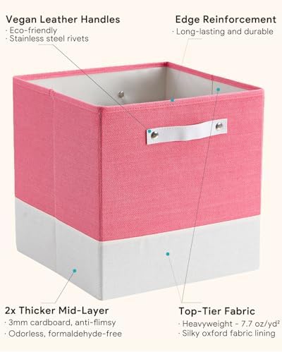Cube Storage Bins | 10.5"x10.5"x11", Macaron & White, 6 Pack - Image 6
