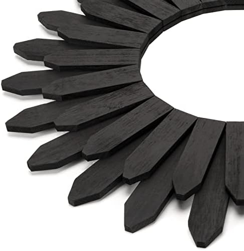 Honiway 21 inch Black Wall Decor Vintage Mirror, Boho Style, Wooden Frame, Easy to Hang, Ideal Gift - Image 2