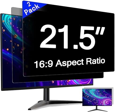 [2 Pack] 21.5 Inch Computer Privacy Screen for 16:9 Aspect Ratio Widescreen Monitor, Eye Protection Anti Glare Blue Light Computer Monitor Privacy Filter, Removable Anti-Scratch 21.5in Protector Film by GlanceGuard