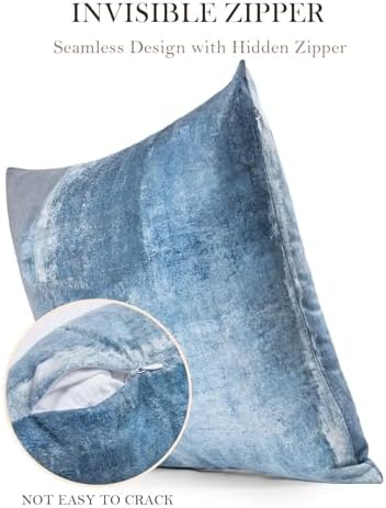 Set of 4 Blue and Grey Abstract Art Artwork Pillow Cover 16 x 16 Inch, Gallery Modern Decorative Throw Pillows Cushion Cover for Bedroom Sofa Living Room - Image 5