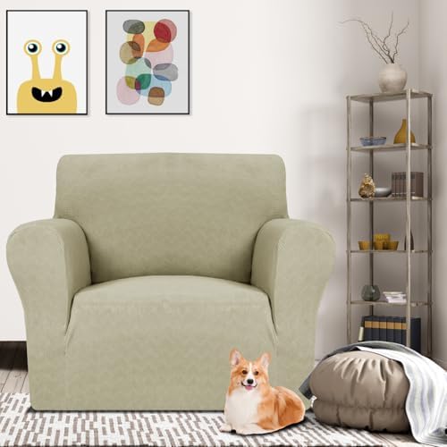 MAXIJIN Chair Covers for Living Room 1 Piece Stretch Sofa Chair Slipcovers with Arms (31"-46") Furniture Protector for Dog Pet Couch Armchair Cover (Chair, Diamond Pattern Khaki) - Image 2