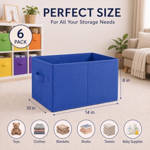 Yinder 6 Pcs Cube Storage Bin, Rainbow Colored 14''x10''x8'' Storage Cubes - Image 2