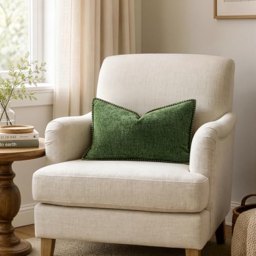 MIULEE Decorative Lumbar Throw Pillow Covers 12x20 Inch Forest Green 2 Pack - Image 4