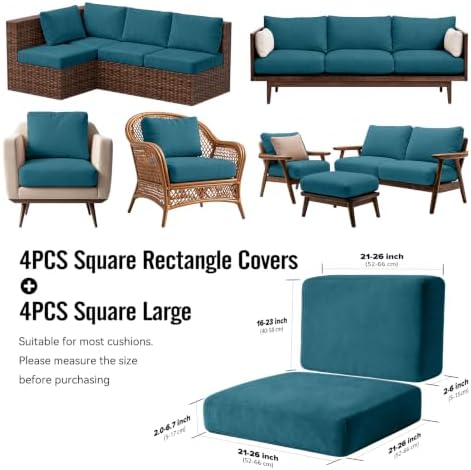 8Pcs Outdoor Cushion Covers, Stretch Patio Furniture Couch Chair Slipcovers - Image 2