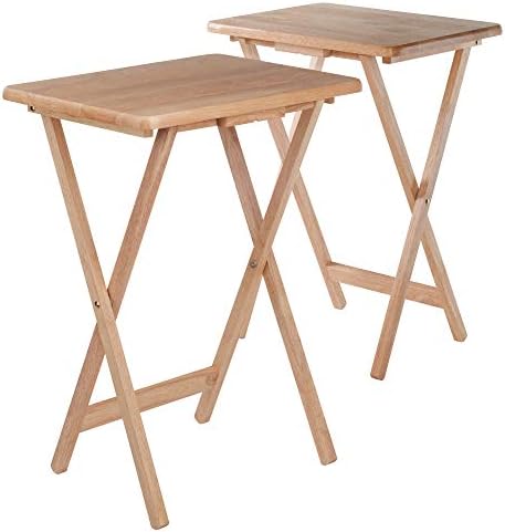 Winsome Alex Set of 2 Foldable Snack Tables, Natural, 26" - Image 4