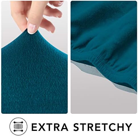 PureFit Stretch Loveseat Covers Fleece Couch Covers for Sofa Peacock Blue - Image 4
