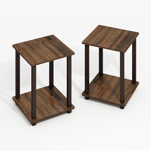 Furinno Simplistic Set of 2 Toolless Living Room Table Set, Black Walnut - Image 6