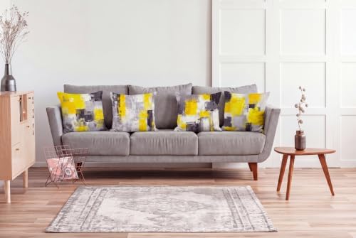 Yellow Grey Abstract Throw Pillow Covers 18x18 Set of 4 - Image 6
