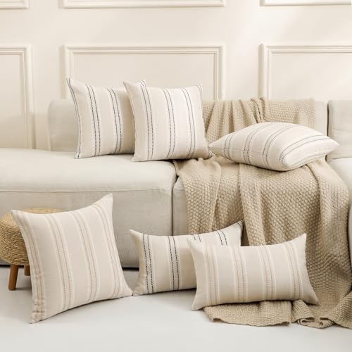 Hckot Khaki Lumbar Throw Pillow Covers 12x20 Set of 2 Linen Pillow Covers - Image 6