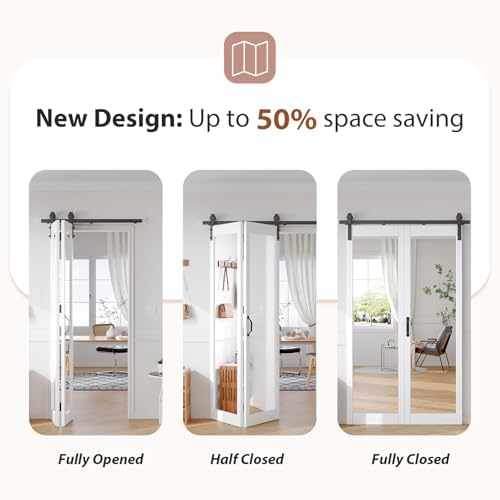 FREDBECK Bifold Mirror Barn Door 48x84 Hardware Included for Closet,1 Panel - Image 3
