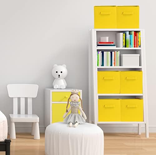 Simple Houseware 11-Inch Foldable Cube Storage Bins, Yellow, 6-Pack - Image 4