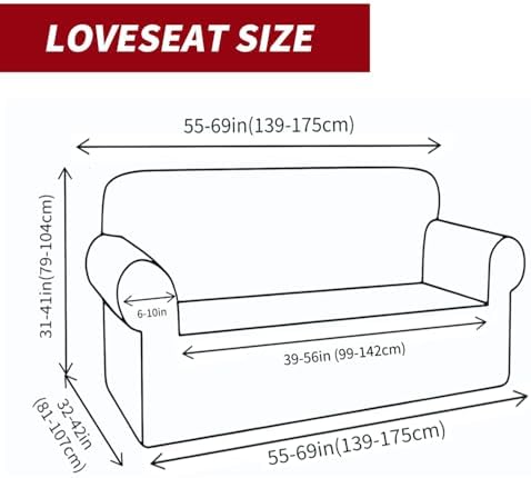 YEMYHOM Couch Cover Latest Jacquard Design High Stretch Sofa Covers for 2 Cushion Couch, Pet Dog Cat Proof Loveseat Slipcover Non Slip Magic Elastic Furniture Protector (Loveseat, Christmas Wine Red) - Image 5