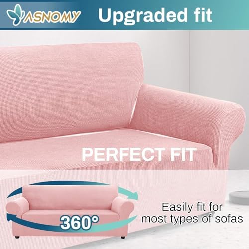 Asnomy Stretch Oversized Couch Covers for Sofa Slipcover,Pink - Image 5