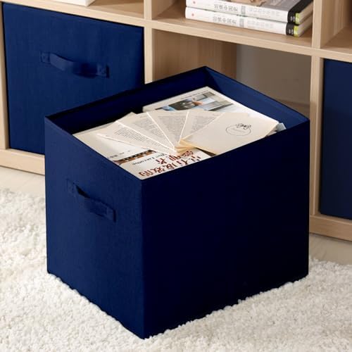 EBIGIC Storage bins collapsible storage bins,cube storage organizer （Pack of 3） 10.5 * 10.5 * 11inch，For home and office Collapsible Closet Shelf Organizers, Drawer Organizers(Blue) - Image 5