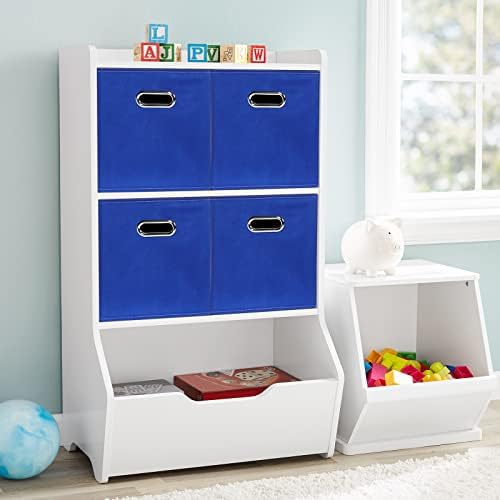 Black Fabric Cubby Storage Bins,13x13x13 Inches ,Cube Organizer Bin Foldable Storage Boxes with Dual Handles Fabric Organizer Box and collapsible Storage basket,Set of 3 ,Dark Blue - Image 4