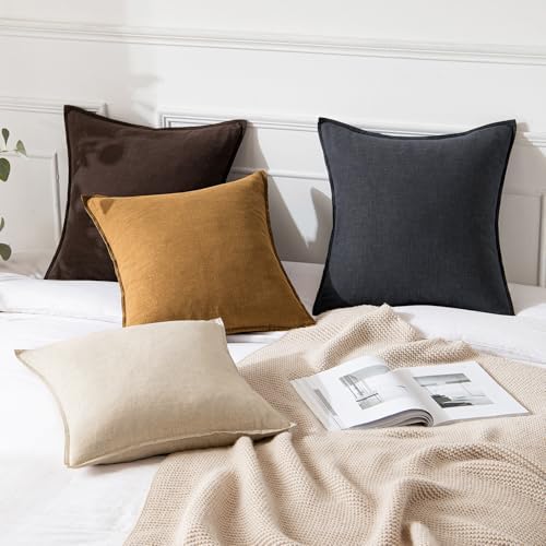 MIULEE Decorative Linen Euro Sham Pillow Covers 24x24 Hazel - Image 5