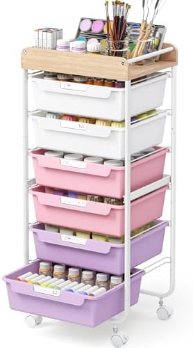 SYKIARIOL Rolling Cart with 6 Drawers,Craft Organizer and Storage,Purple by SYKIARIOL