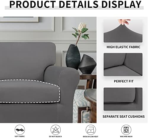 Easy-Going 2 Pieces Stretch Sofa Slipcover for Armchair Washable - Image 4