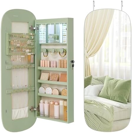 SONGMICS Jewelry Organizer, LED Jewelry Cabinet, Wall/Door Mounted by Unknown