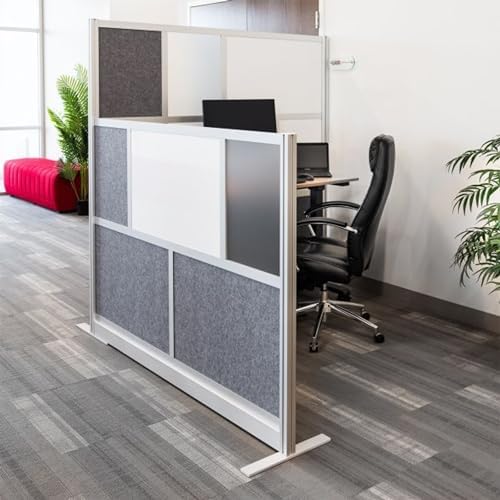 LUXOR MW-7070-FWCG Modular Room Divider Wall System - 70" x 70" Starter Wall - Silver Frame, Whiteboard - Image 3