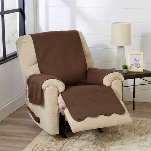 Great Bay Home Reversible Recliner Cover - Washable Slipcover Furniture Protector with Elastic Straps - Perfect for Kids & Pets - Quilted & Stitched Detail (Chocolate/Taupe) by GreatBayHome