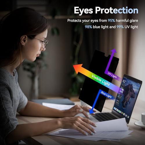 Privacy Screen MacBook Pro 13 Inch(2016-2022, M1, M2)/MacBook Air 13 in(2018-2021,M1),Easy On/Off Removable Anti Glare Blue Light Filter with Camera Cover,Anti Spy Laptop Screen Protector for Mac 13In - Image 3