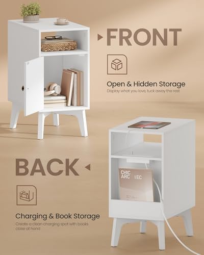 VASAGLE End Table with Charging Station, Narrow Side Table, Nightstand - Image 4