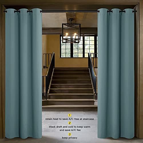 NICETOWN Door Screen Cover for Air Conditioner Room, Insulated Faux Accordion Door, Privacy Draft Keep Heat Out Bedroom Kitchen Drape for Doorway (Greyish Blue, 1 Panel, 5ft Wide x 10ft Long) - Image 2
