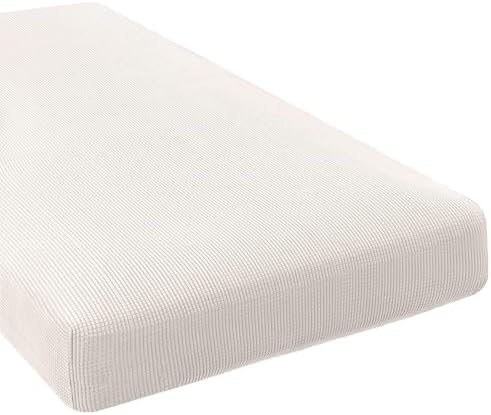 H.VERSAILTEX Super Stretch Individual Chaise Cover Sectional Couch Covers for L Shaped Sofa Both Left/Right Featuring Thick Jacquard Textured Twill Fabric (1 Piece Chaise Cover Large, Ivory) by HVERSAILTEX