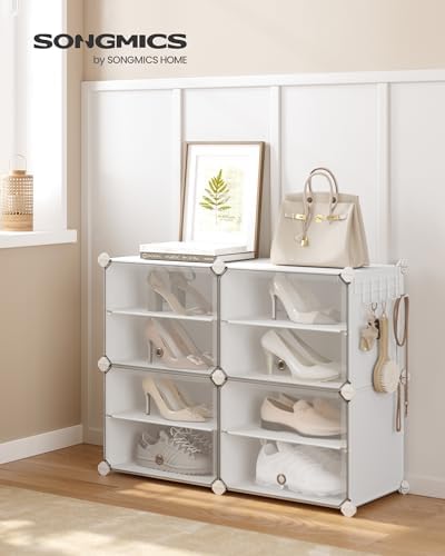 SONGMICS Shoe Rack, 4-Tier with Doors, 16-Pair Storage Cabinet - Image 2