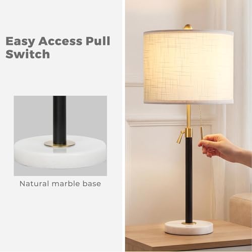 Qingmiao Gold Table Lamps Set of 2, 22" to 30" Adjustable Nightstand Lamps for Bedroom, Dimmable End Table Lamps for Living Room Console Entry Farmhouse Home Decor, New House Warming Gifts - Image 6
