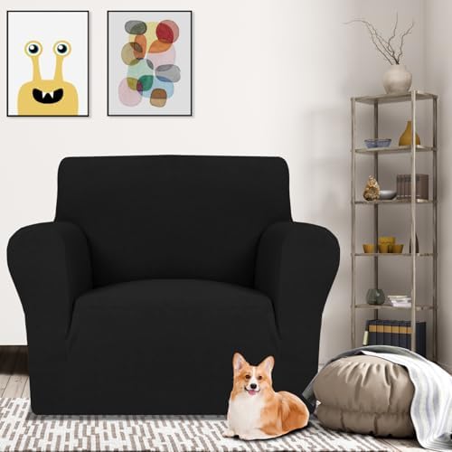 MAXIJIN Chair Covers for Living Room 1 Piece Stretch Sofa Chair Slipcovers with Arms (31"-46") Furniture Protector for Dog Pet Couch Armchair Cover (Chair, Diamond Pattern Black) - Image 2