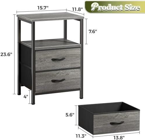 Huuger Night Stand Set of 2, Nightstand with 2 Drawers, Bedside Table - Image 3