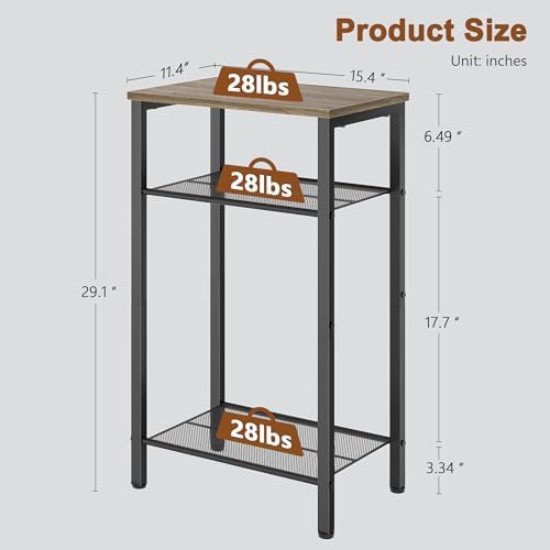 Hoctieon 3 Tier End Table, Telephone Table, Tall Side Table with Storage, Small Nightstand for Small Spaces, Metal Frame, For Living Room, Bedroom, Sofa Couch, Hall, Easy Assembly, Greige - Image 2