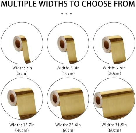 QDYMXUN Brushed Gold Peel and Stick Wallpaper Border, PVC Self Adhesive Removable Contact Paper, Waterproof Mirror Frame Sticker for Bathroom, Kitchen and DIY Decor (394''L x 7.88''W) - Image 5
