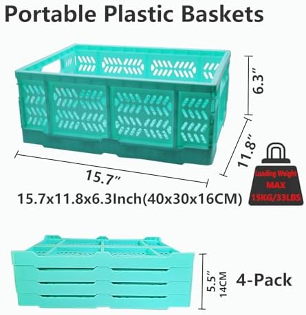 20L Folding Crates, 4Pack Plastic Storage Bins Organizer for Home and Office,Plastic Folding baskets,Collapsible Crates for Chrismas Gifts, Toys Storage. (Blue,15.7x11.8x6.3Inch) - Image 4