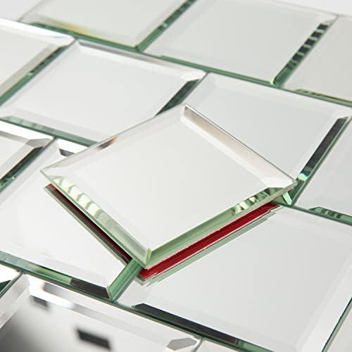 Lovdeco Peel and Stick 3 Inch Beveled Mirror Glass Tile Silver Crystal Mosaic Tile for Kitchen Backsplash Bathroom (3x3 Inch, 32 Sheets) by Lovdeco