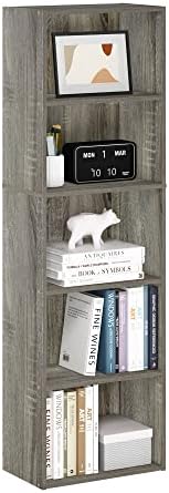 Furinno LUDER Book Shelf, 5-Tier Bookshelf, Bookcase with Open Shelves, 9.4 x 15.8 x 52, Easy Assembly, for Living Room, Bedroom, Home Office, French Oak by Furinno-FitsYourSpaceFitsYourBudget