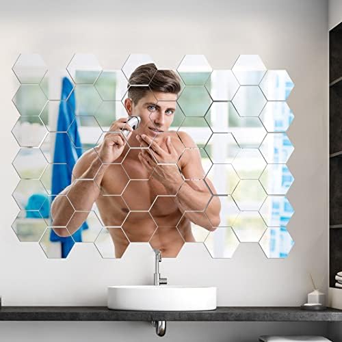 120 Pcs Hexagon Mirrors for Wall, Mirror Stickers, 3.94 x 3.43 x 1.97 Inch - Image 7
