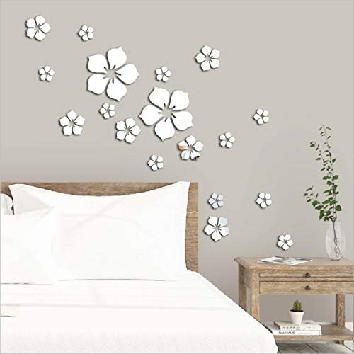 18pcs Acrylic Mirror Wall Sticker Decal for Home Living Room Bedroom Decor 3D Flower DIY Wall Decoration Silver - Image 4
