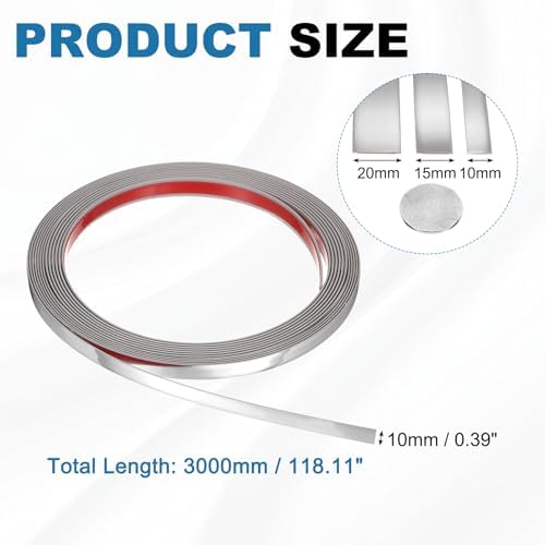 uxcell Silver Peel and Stick Molding Trim, 0.4 Inch x 9.8 ft Self-Adhesive Mirror Tape, Flexible PVC Border Strip for Wall Decoration Tile Edge Ceiling Floor Frame Furniture Decoration - Image 2