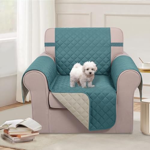 U-NICE HOME Reversible Oversized 28''Chair Covers, Blue/Beige - Image 2