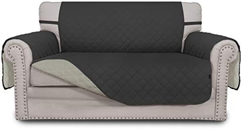 Easy-Going Reversible Couch Cover, 2 Cushion Sofa, Loveseat, Darkgray/Beige by Easy-Going