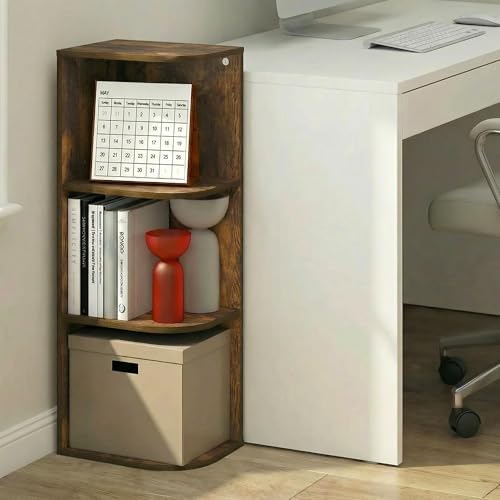Furinno PASIR Book Shelf, 3-Tier Corner Bookshelf with Open Shelf, Standing Bookcase, 9.3 x 12 x 31.5, for Organization and Storage, for Living Room, Bedroom, Home Office, Amber Pine - Image 2