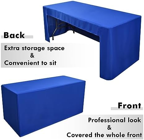 Nasitos 2 Pack Royal Blue 8ft Tablecloth Fitted-Open Back Folding Table Cover Washable and Wrinkle Resistant Rectangular Table Cloth for Trade Show, Book Fair, Career Fair, Convention, Events - Image 4