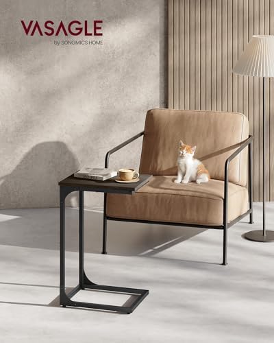VASAGLE C-Shaped End Table, Small Sofa Side Table with Metal Frame - Image 2