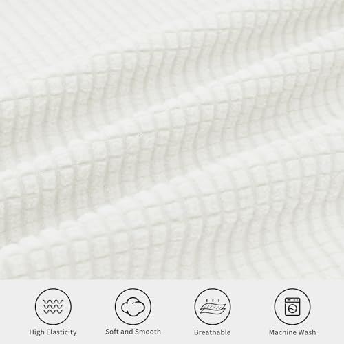 Easy-Going Stretch Soft Sectional Corner Sofa Couch Slipcover Cream - Image 6